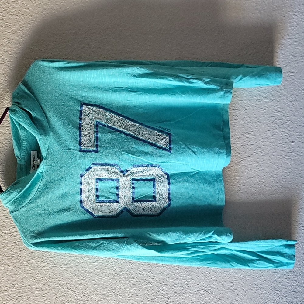 Aeropostale Aqua Lightweight Cropped Oversized Long sleeve